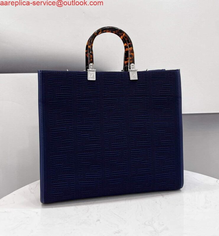 Replica Fendi 8BH386 Sunshine Medium Fendi Tote Bag 8258 Navy blue