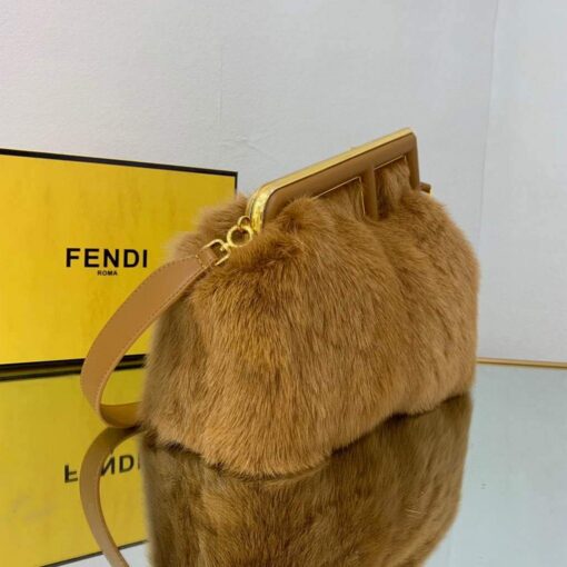 Replica Fendi 8BP127 Fendi First Medium Fox fur Brown Bag 2