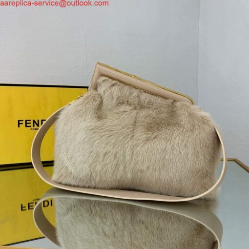 Replica Fendi 8BP127 Fendi First Medium Fox fur Beige Bag