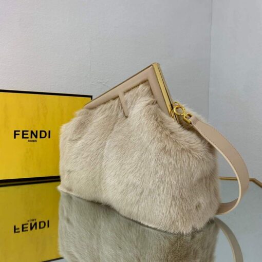 Replica Fendi 8BP127 Fendi First Medium Fox fur Beige Bag 3