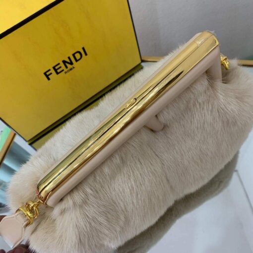 Replica Fendi 8BP127 Fendi First Medium Fox fur Beige Bag 4