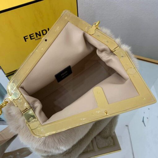 Replica Fendi 8BP127 Fendi First Medium Fox fur Beige Bag 5