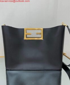 Replica Fendi 8BH391 Fendi way Medium Black Leather bag