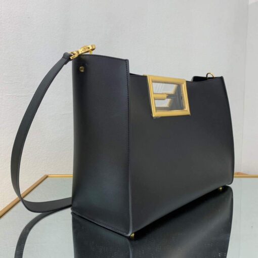 Replica Fendi 8BH391 Fendi way Medium Black Leather bag 2