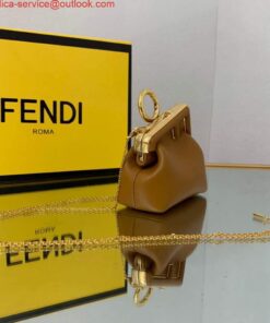 Replica Fendi Nano First Charm Shoulder Bag 7AS051 Tan 2