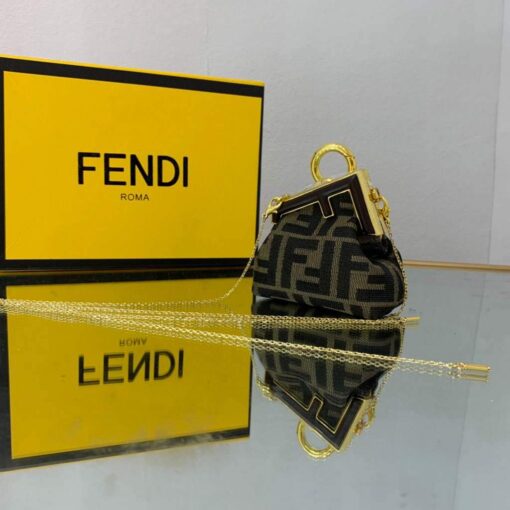 Replica Fendi Nano First Charm Shoulder Bag 7AS051 FF Green 3