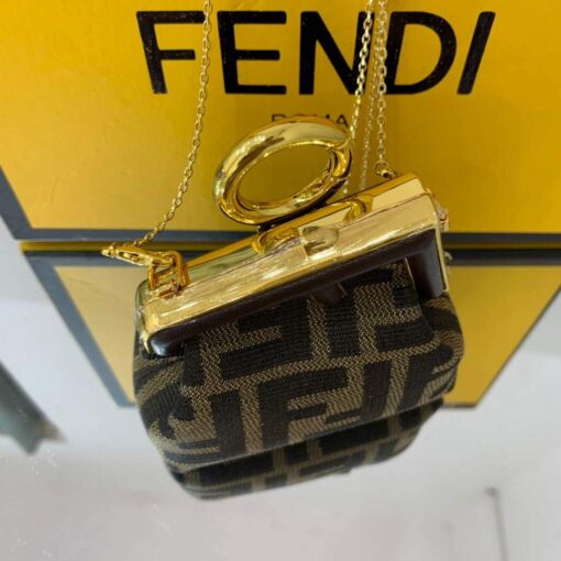 Replica Fendi Nano First Charm Shoulder Bag 7AS051 FF Green 5