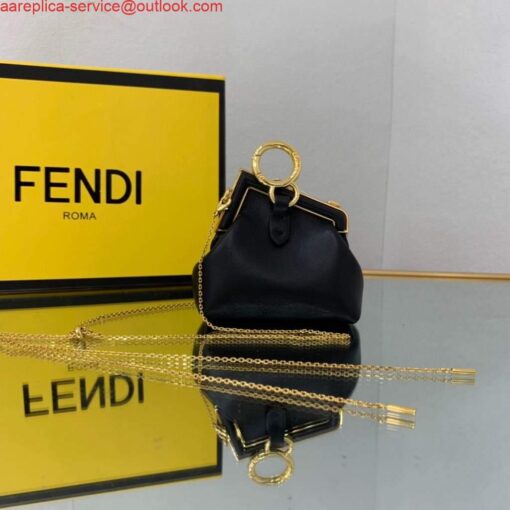 Replica Fendi Nano First Charm Shoulder Bag 7AS051 Black