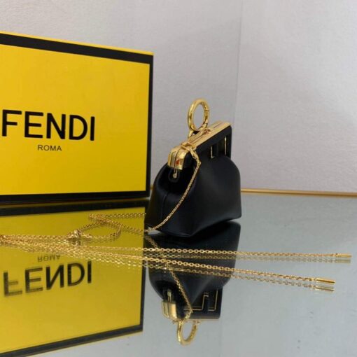 Replica Fendi Nano First Charm Shoulder Bag 7AS051 Black 2