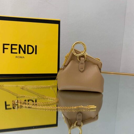 Replica Fendi Nano First Charm Shoulder Bag 7AS051 Apricot 2