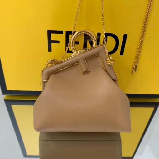 Replica Fendi Nano First Charm Shoulder Bag 7AS051 Apricot 5