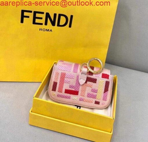 Replica Fendi 7AR844 Nano Baguette Charm Pink Canvas Charm