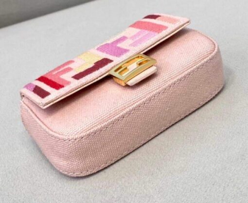 Replica Fendi 7AR844 Nano Baguette Charm Pink Canvas Charm 3