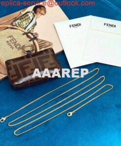 Replica Fendi 7AR844 Nano Baguette Charm Brown Nappa Leather