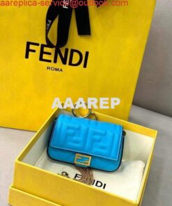 Replica Fendi 7AR844 Nano Baguette Charm Blue Nappa Leather