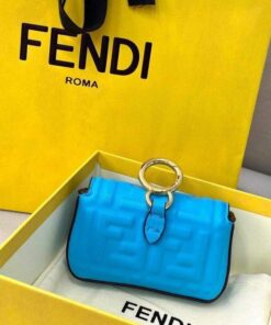 Replica Fendi 7AR844 Nano Baguette Charm Blue Nappa Leather 2