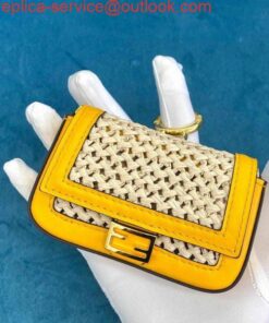 Replica Fendi 7AR844 Nano Baguette Charm Beige Raffia Charm