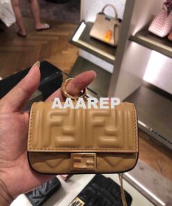 Replica Fendi 7AR844 Nano Baguette Charm Apricot Nappa Leather