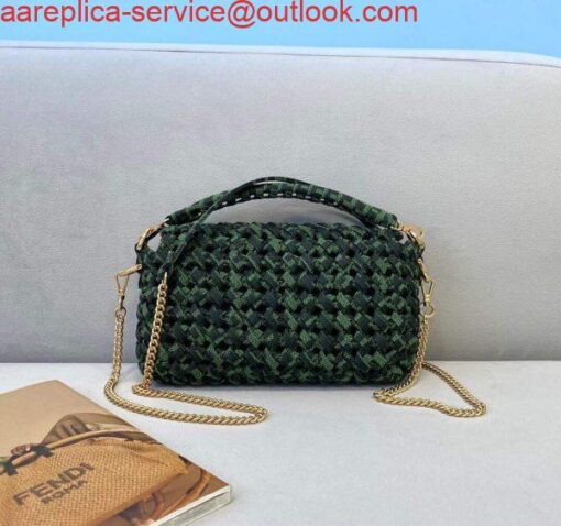 Replica Fendi 8BR600 Baguette Jacquard Fabric Interlace Bag 8267S Green