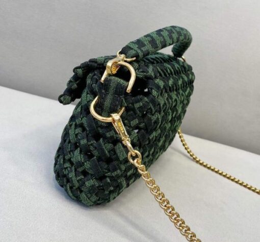 Replica Fendi 8BR600 Baguette Jacquard Fabric Interlace Bag 8267S Green 2