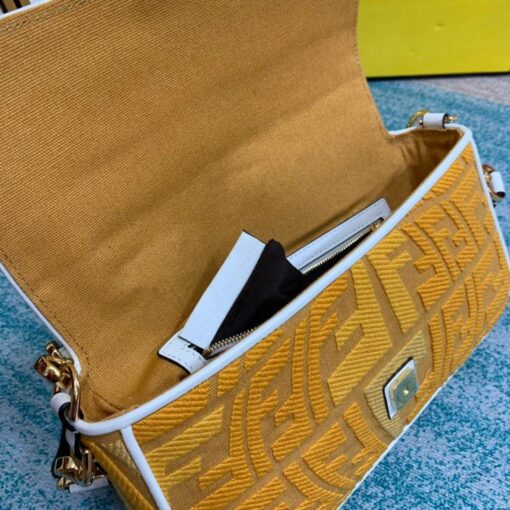 Replica Fendi 8BR600 Baguette Embroidered Canvas Bag Yellow 5