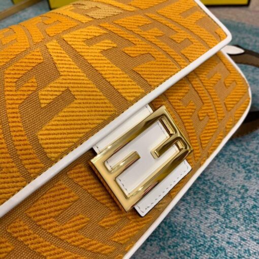 Replica Fendi 8BR600 Baguette Embroidered Canvas Bag Yellow 6