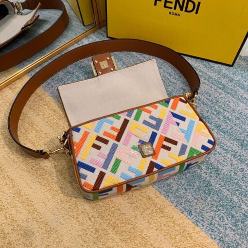 Replica Fendi 8BR600 Baguette Embroidered Canvas Bag Multicolour 5