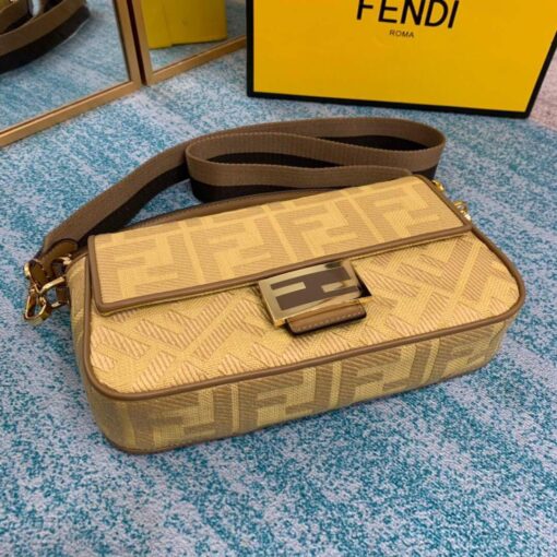 Replica Fendi 8BR600 Baguette Embroidered Canvas Bag Apricot 7