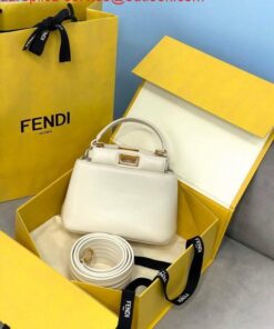 Replica Fendi 8BN320 Peekaboo ICONIC XS White Nappa Leather 8328 Bag