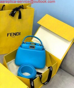 Replica Fendi 8BN320 Peekaboo ICONIC XS Blue Nappa Leather 8328 Bag