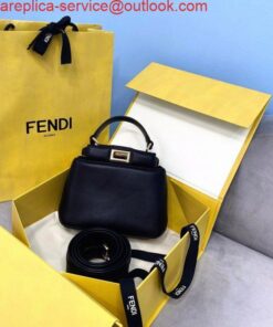 Replica Fendi 8BN320 Peekaboo ICONIC XS Black nappa Leather 8328 Bag