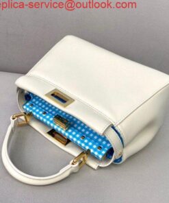 Replica Fendi 8BN244 Peekaboo Iconic MINI White Leather 8315 Bag 2