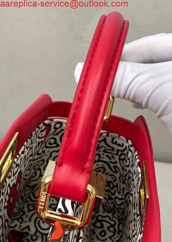 Replica Fendi 8BN244 Peekaboo Iconic MINI Red Leather 8315 Bag