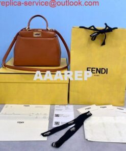 Replica Fendi 8BN244 Peekaboo Iconic MINI Brown Leather 8315 Bag