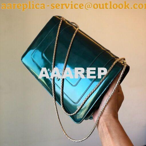 Replica Bvlgari Serpenti Forever Flap Cover Bag in Metallic Green 3979 3