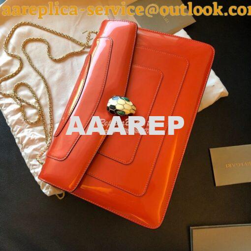 Replica Bvlgari Serpenti Forever Flap Cover Bag in Metallic Orange 397 14