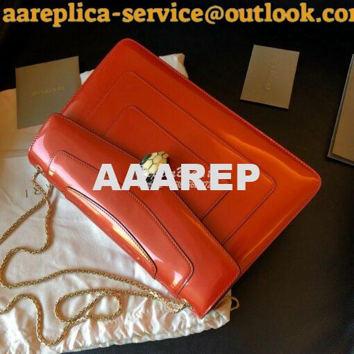 Replica Bvlgari Serpenti Forever Flap Cover Bag in Metallic Orange 397 15