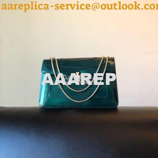 Replica Bvlgari Serpenti Forever Flap Cover Bag in Metallic Green 3979 10