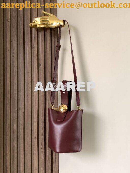 Replica Loewe Mini Pebble Bucket Bag In Mellow Calfskin 973618 Burgund