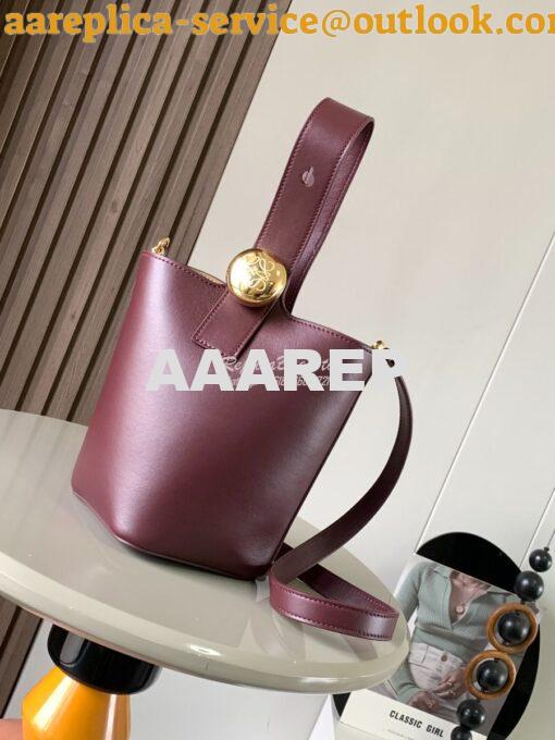 Replica Loewe Mini Pebble Bucket Bag In Mellow Calfskin 973618 Burgund 2