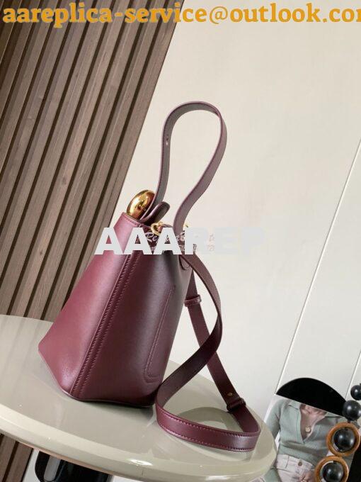 Replica Loewe Mini Pebble Bucket Bag In Mellow Calfskin 973618 Burgund 3