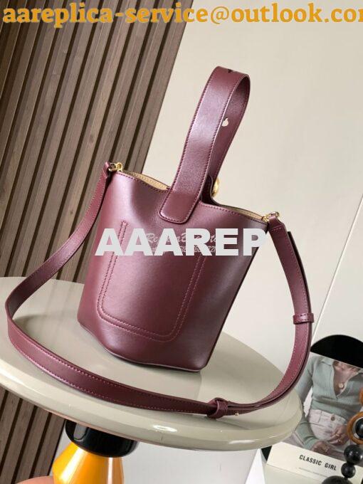 Replica Loewe Mini Pebble Bucket Bag In Mellow Calfskin 973618 Burgund 4