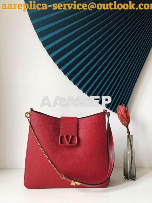 Replica Valentino Vsling Grainy Calfskin Hobo Bag 50027 Red