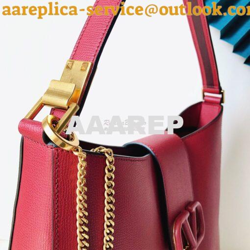 Replica Valentino Vsling Grainy Calfskin Hobo Bag 50027 Red 4