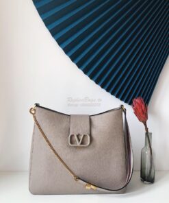 Replica Valentino Vsling Grainy Calfskin Hobo Bag 50027 Grey