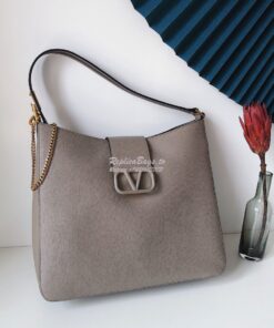 Replica Valentino Vsling Grainy Calfskin Hobo Bag 50027 Grey 2