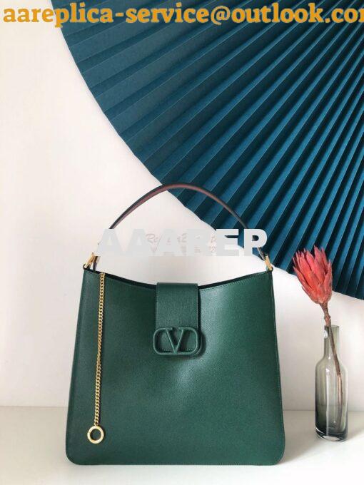 Replica Valentino Vsling Grainy Calfskin Hobo Bag 50027 Green