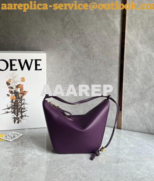 Replica Loewe Mini Hammock Hobo bag in classic calfskin A538G13 Purple 3