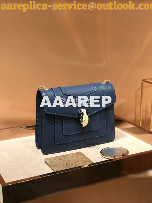 Replica Bvlgari Serpenti Forever Flap Cover Bag 34559 Ash Blue