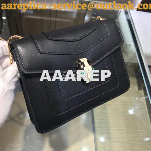 Replica Bvlgari Serpenti Forever Flap Cover Bag 34559 Black 2